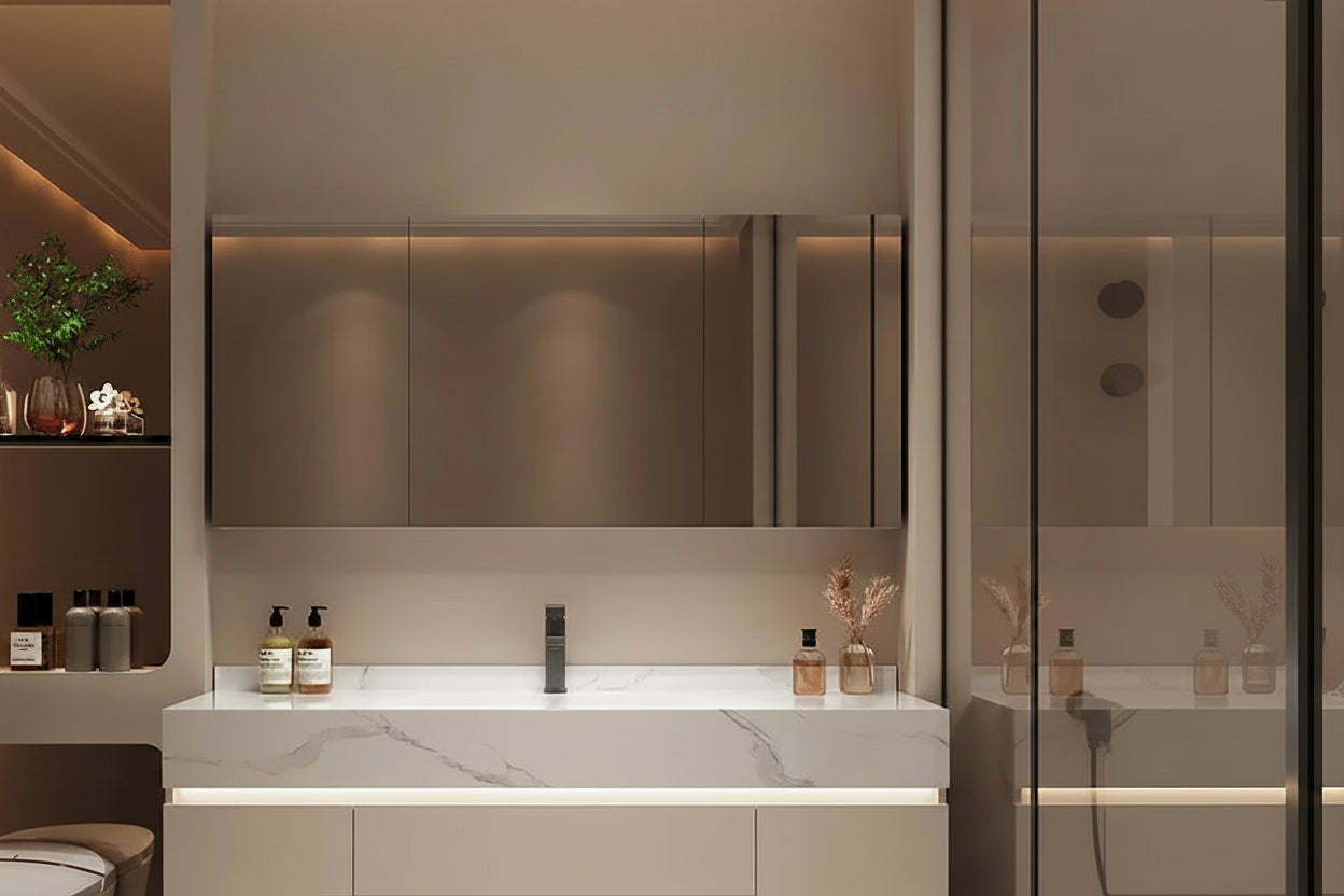 Bathroom Storage Cabinet with Mirror modern bathroom furniture