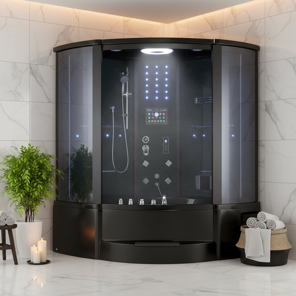 Steam Shower Enclosure 59"x59"x84.6" | TV, WiFi, Back Acupuncture & Wet Sauna | Double | A-0128