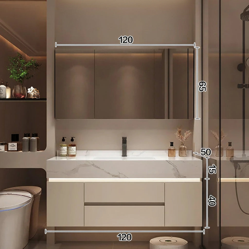 Bathroom Storage Cabinet with Mirror above bathroom sink