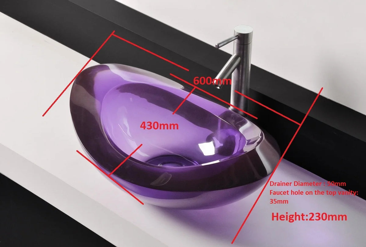 Oval Resin Vessel Sink for modern bathroom