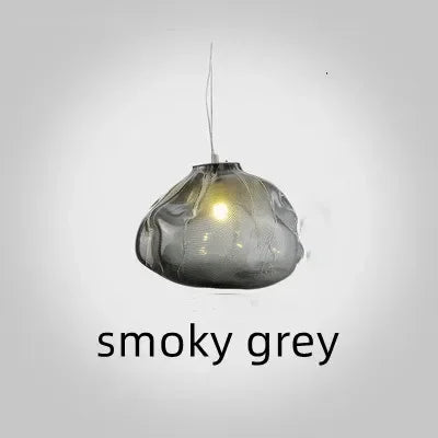 Smoke Gray Glass Pendant Light above dining table