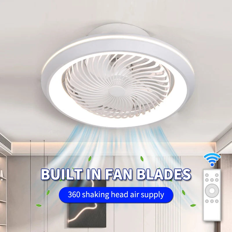 Flush Mount Ceiling Fan with Light 49cm 360 degree design