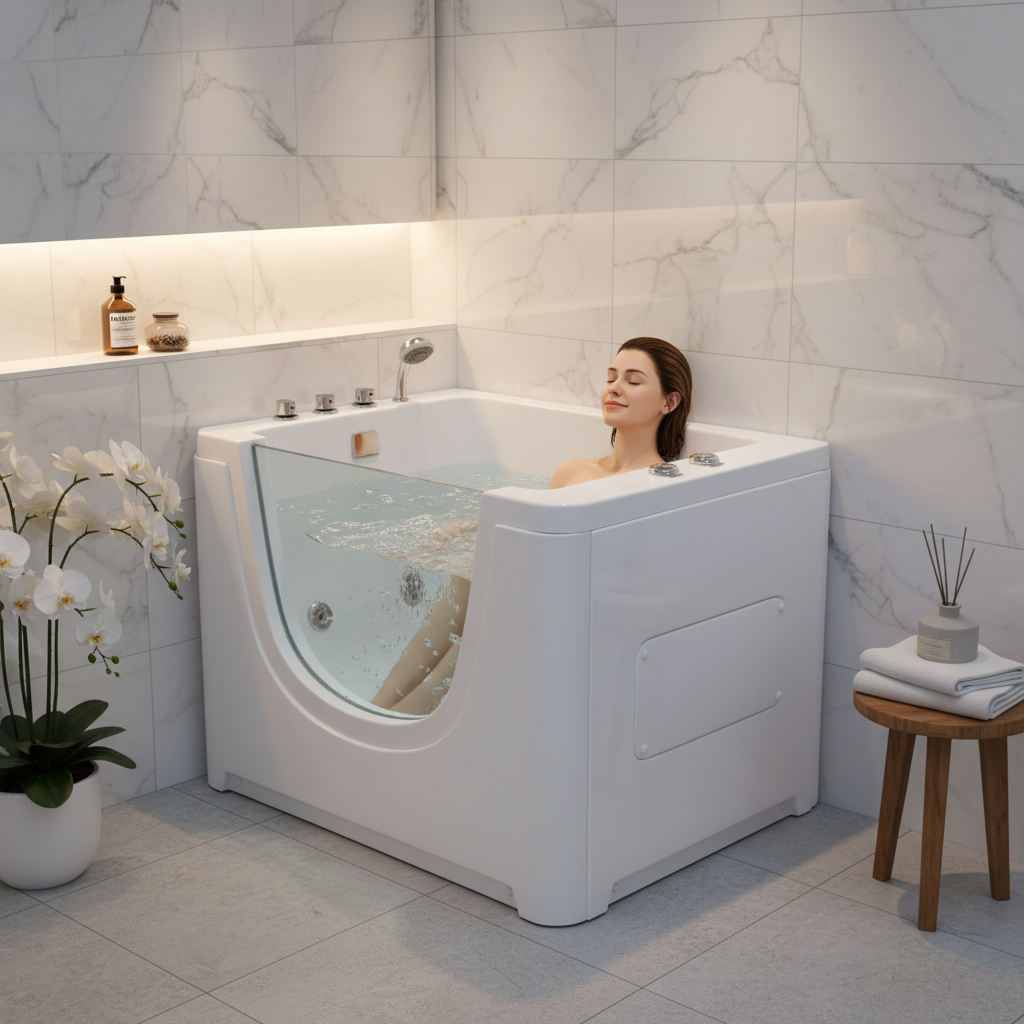 Infant & Kids Whirlpool Spa Bathtub 1100x850mm | Hydromassage, Chromotherapy & Portable | RS022B