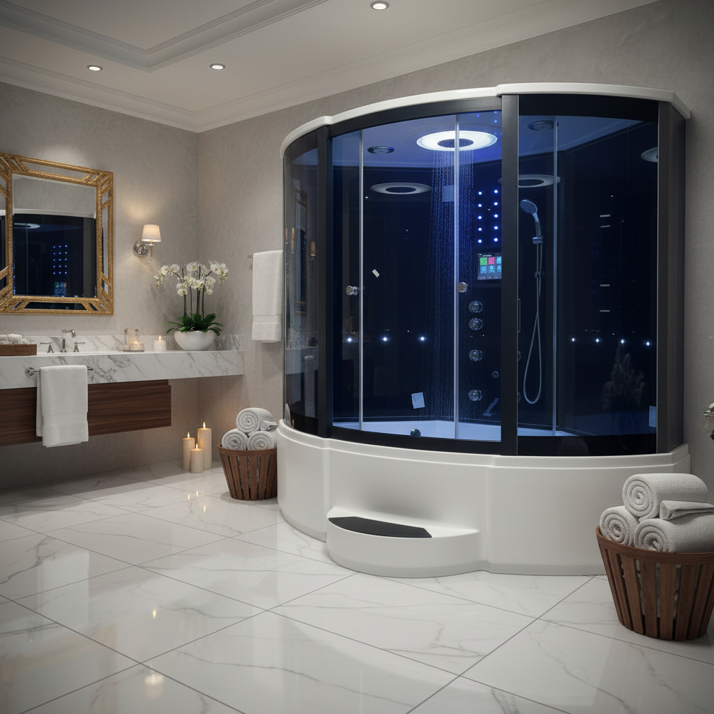 Steam Shower Enclosure 1500x1500x2150mm | TV, WiFi & Wet Sauna | Double Person | A-070