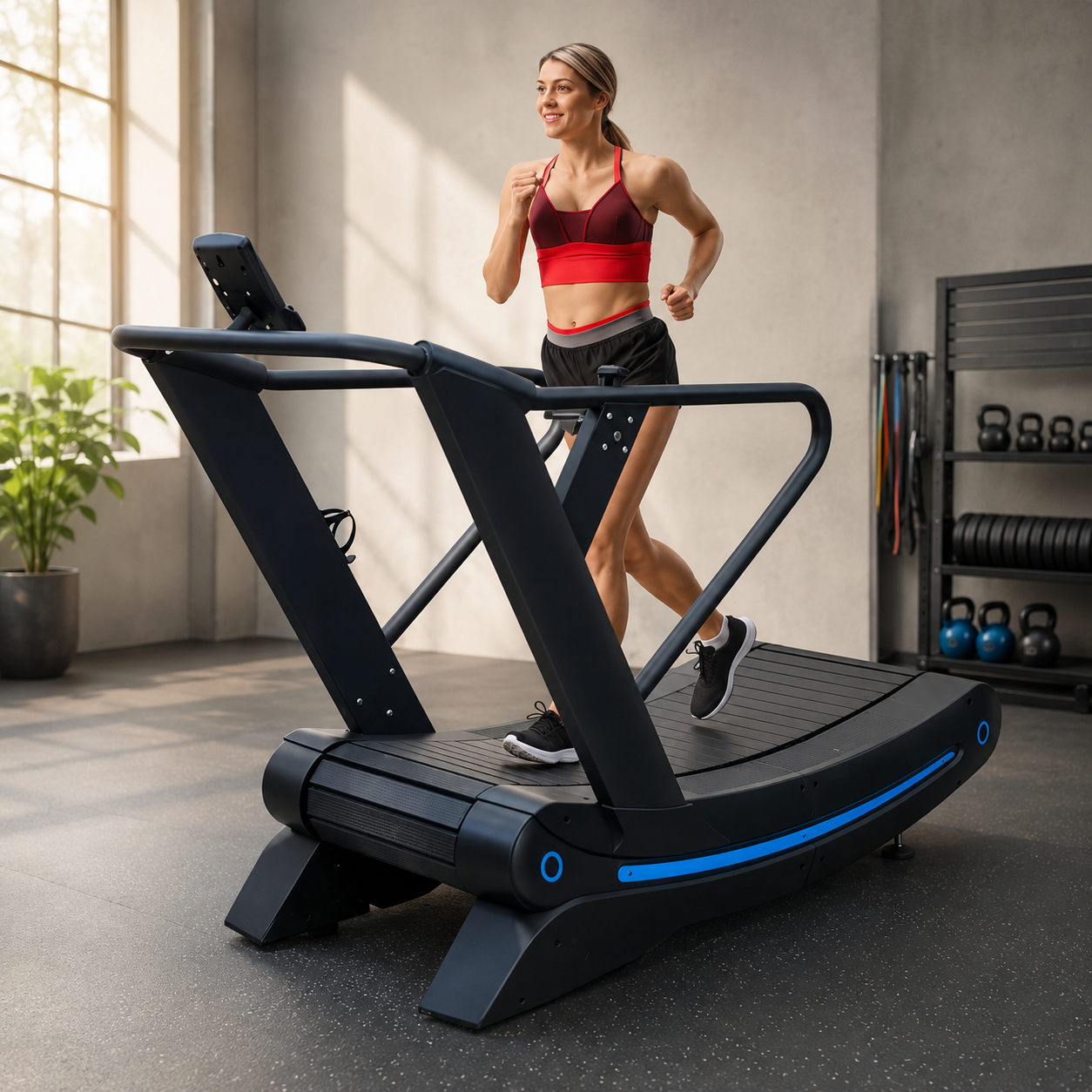 Non-Motorisierter Laufband Air Runner Fitness Motorloses Laufband Gebogenes Laufband