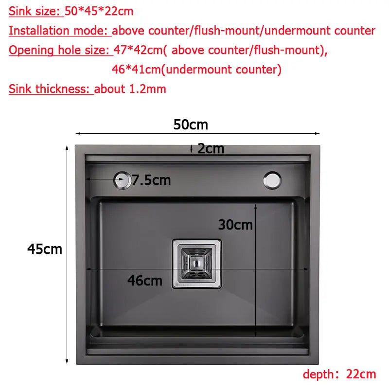 Black Stainless Steel Kitchen Sink hidden design with tap