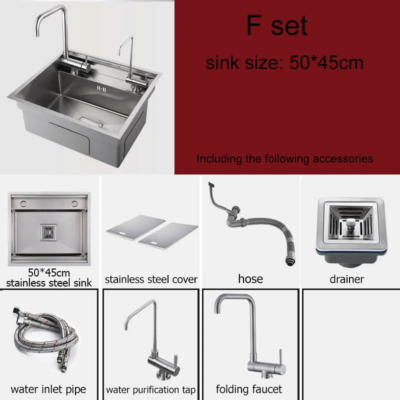Black Stainless Steel Kitchen Sink hidden design with tap