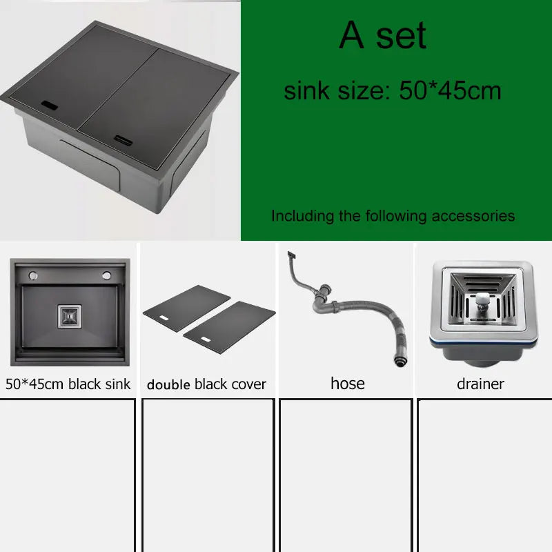 Black Stainless Steel Kitchen Sink hidden bar sink design