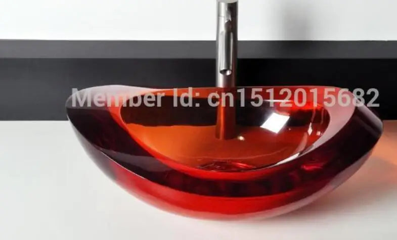 Oval Resin Vessel Sink modern countertop installation