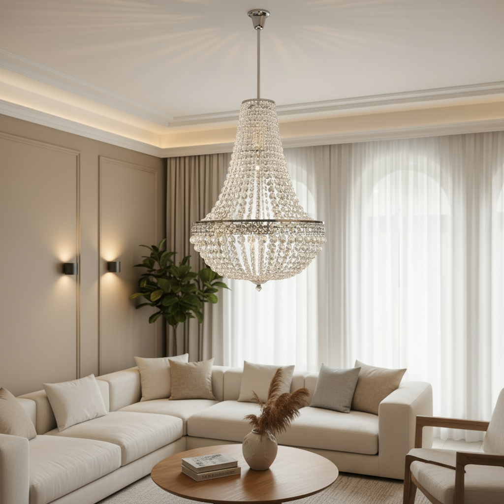 Premium Vintage Crystal Chandelier Ceiling Light Shade Drop Light Easy Fitting Charlotte Pendant Lampshade Without cord kit