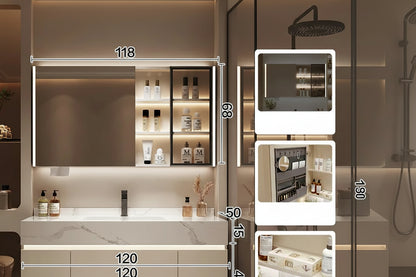 Bathroom Storage Cabinet with Mirror modern wall mounted design