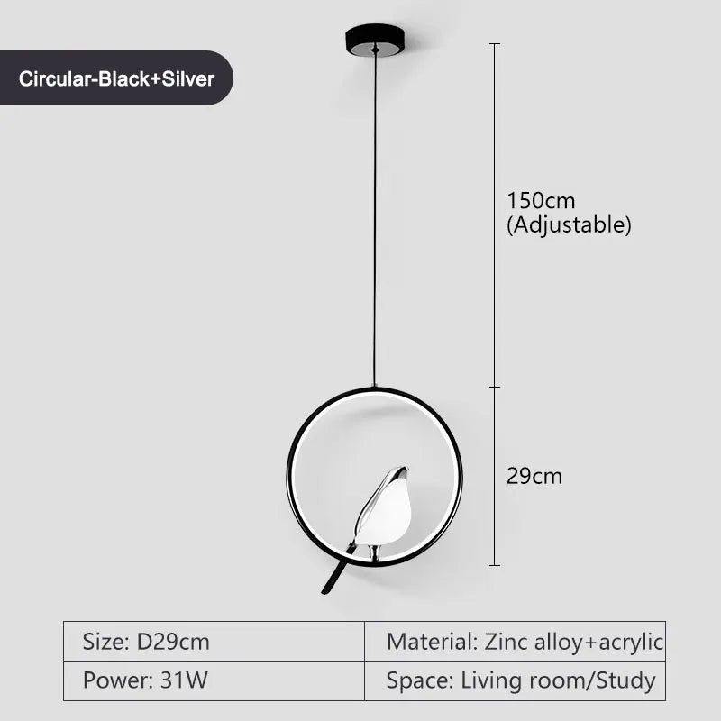 Magpie Bird Pendant Light modern bird chandelier