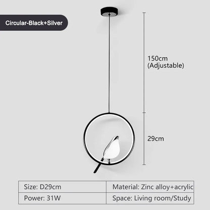 Magpie Bird Pendant Light modern bird chandelier