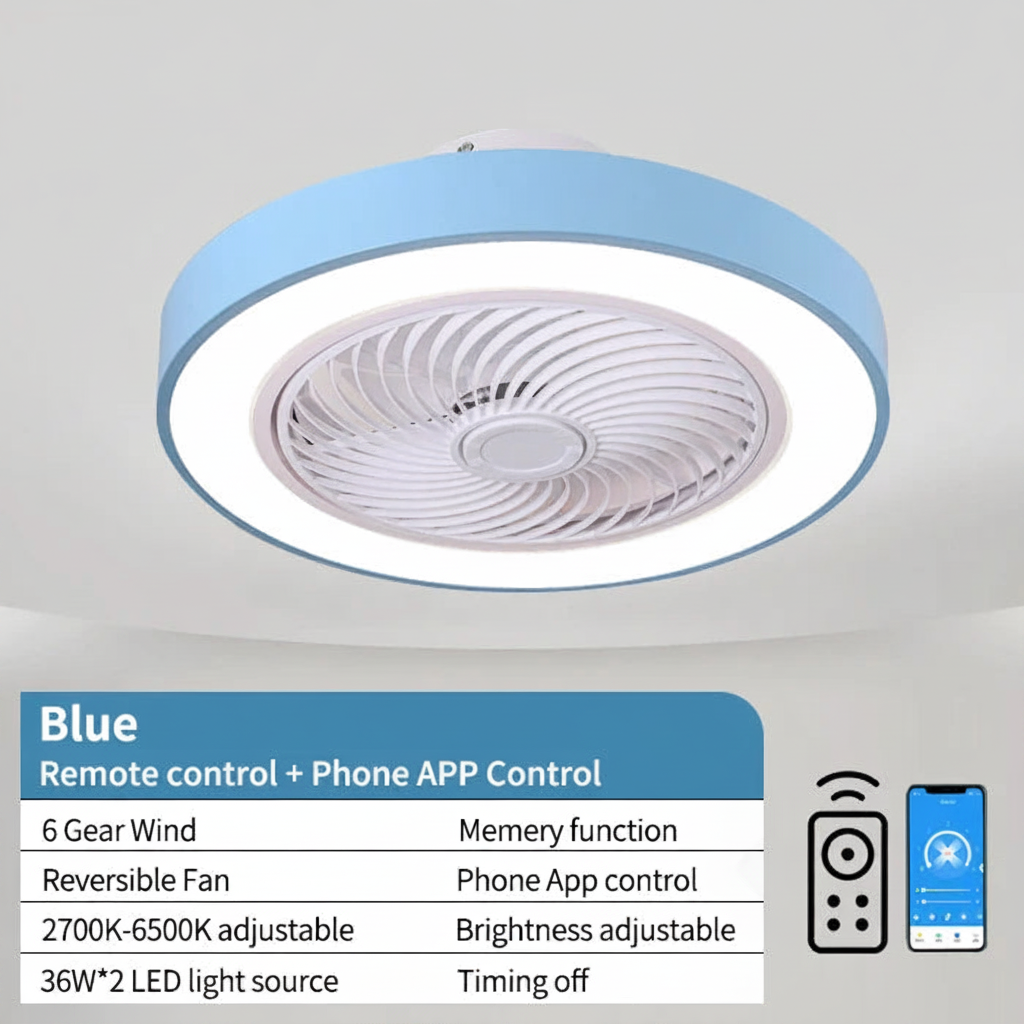 Integrated Ceiling Fan Light With Remote Control Blade Dimmable 120-240V 25in