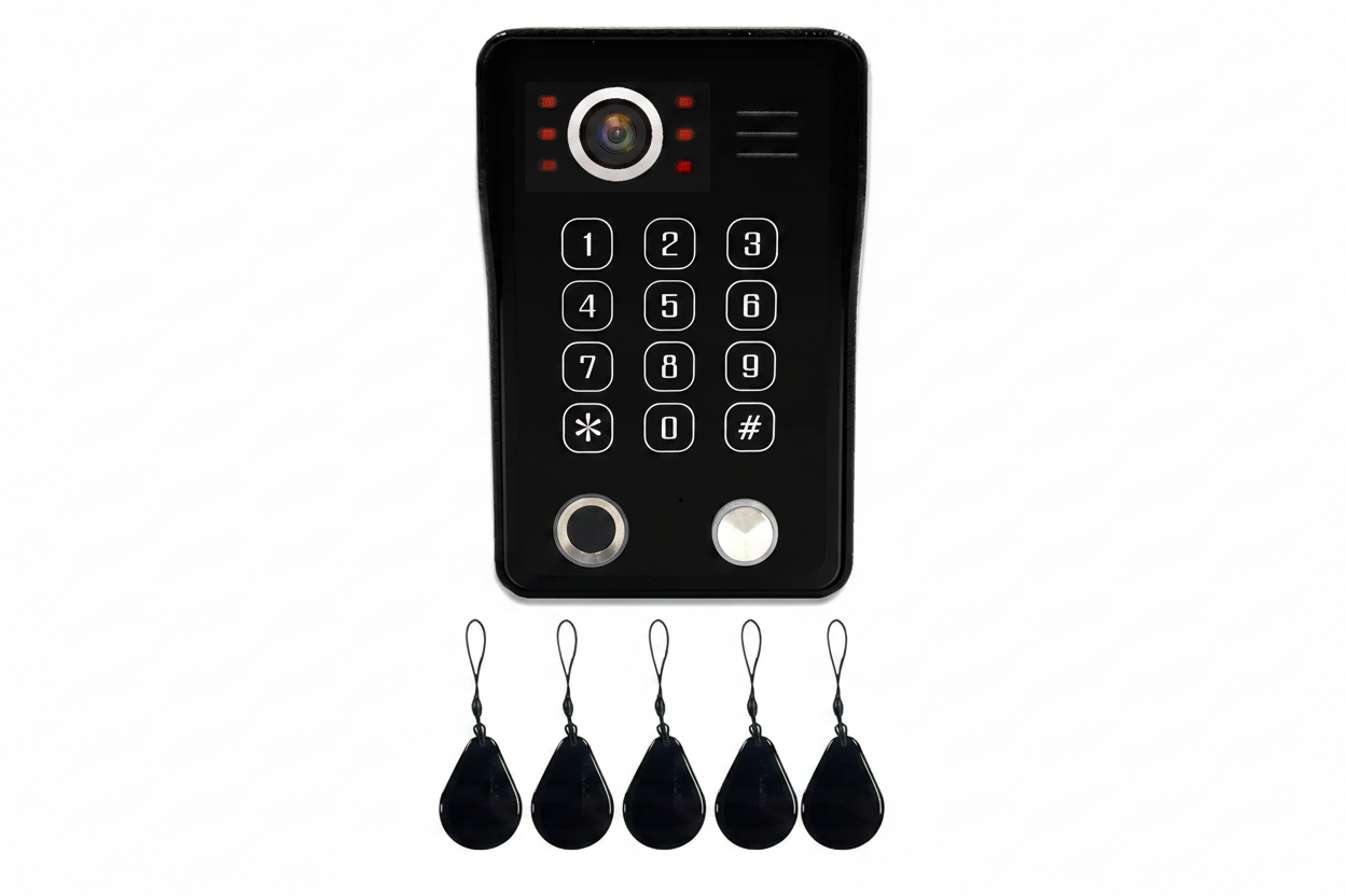 ANJIELO Video Intercom Doorbell | 1080P, 148° Wide Angle, Fingerprint & Card Unlock | Wired System