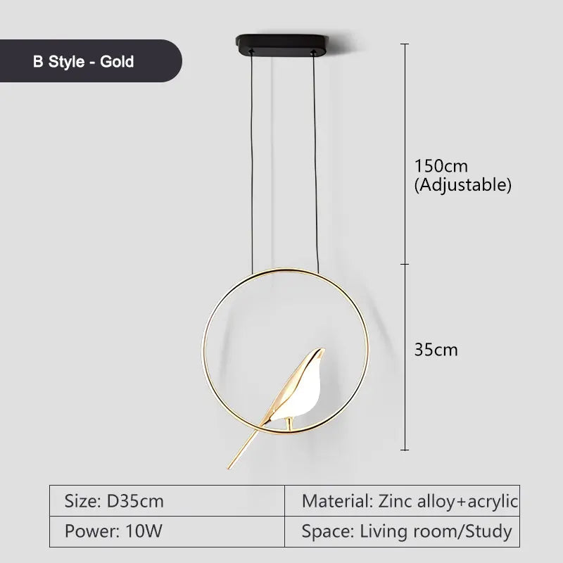 Magpie Bird Pendant Light rotatable bird lamp