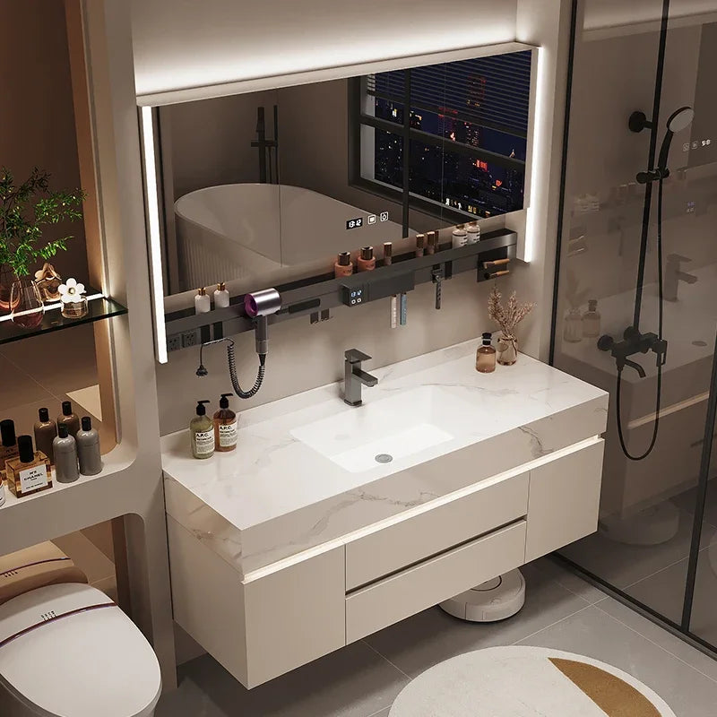 Bathroom Storage Cabinet with Mirror modern washroom organizer