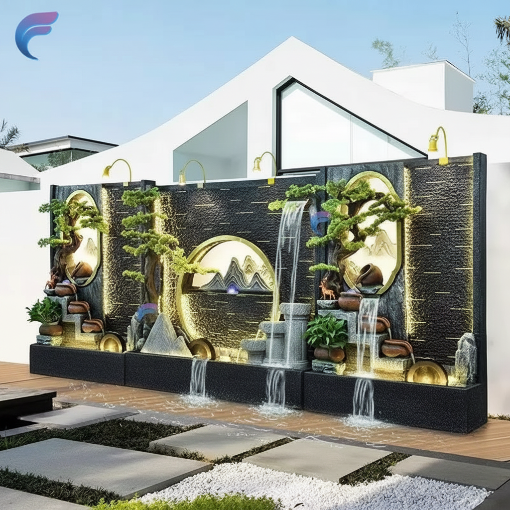 Outdoor Wall Fountain Waterfall Landscaping and Decorative Fountains