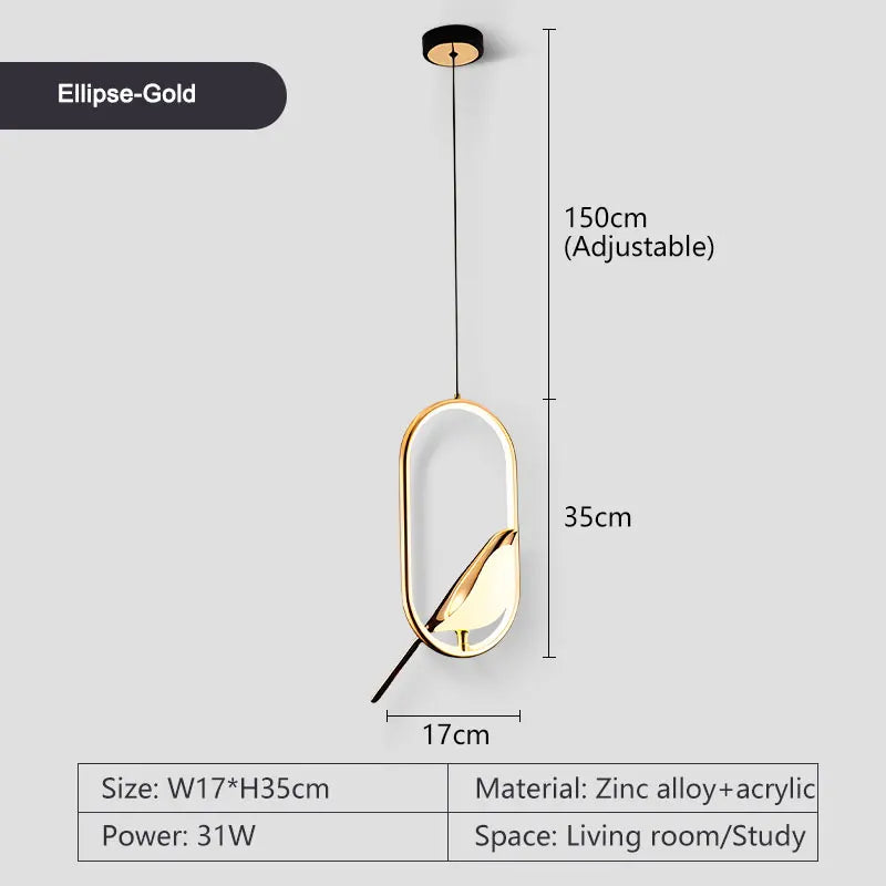 Magpie Bird Pendant Light modern hanging chandelier