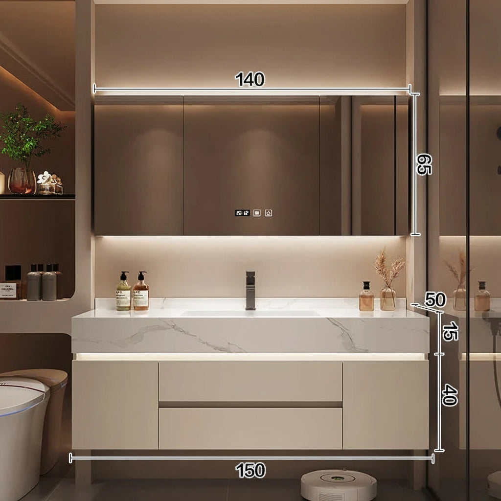 Bathroom Storage Cabinet with Mirror above bathroom sink