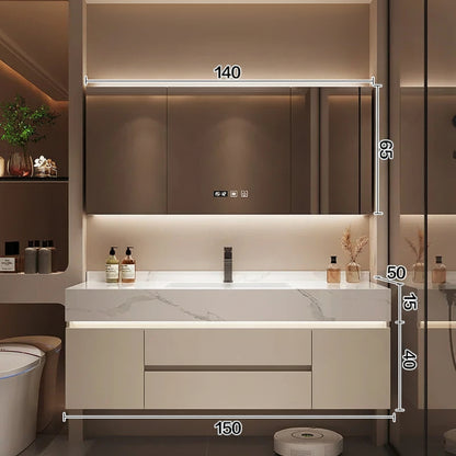 Bathroom Storage Cabinet with Mirror above bathroom sink