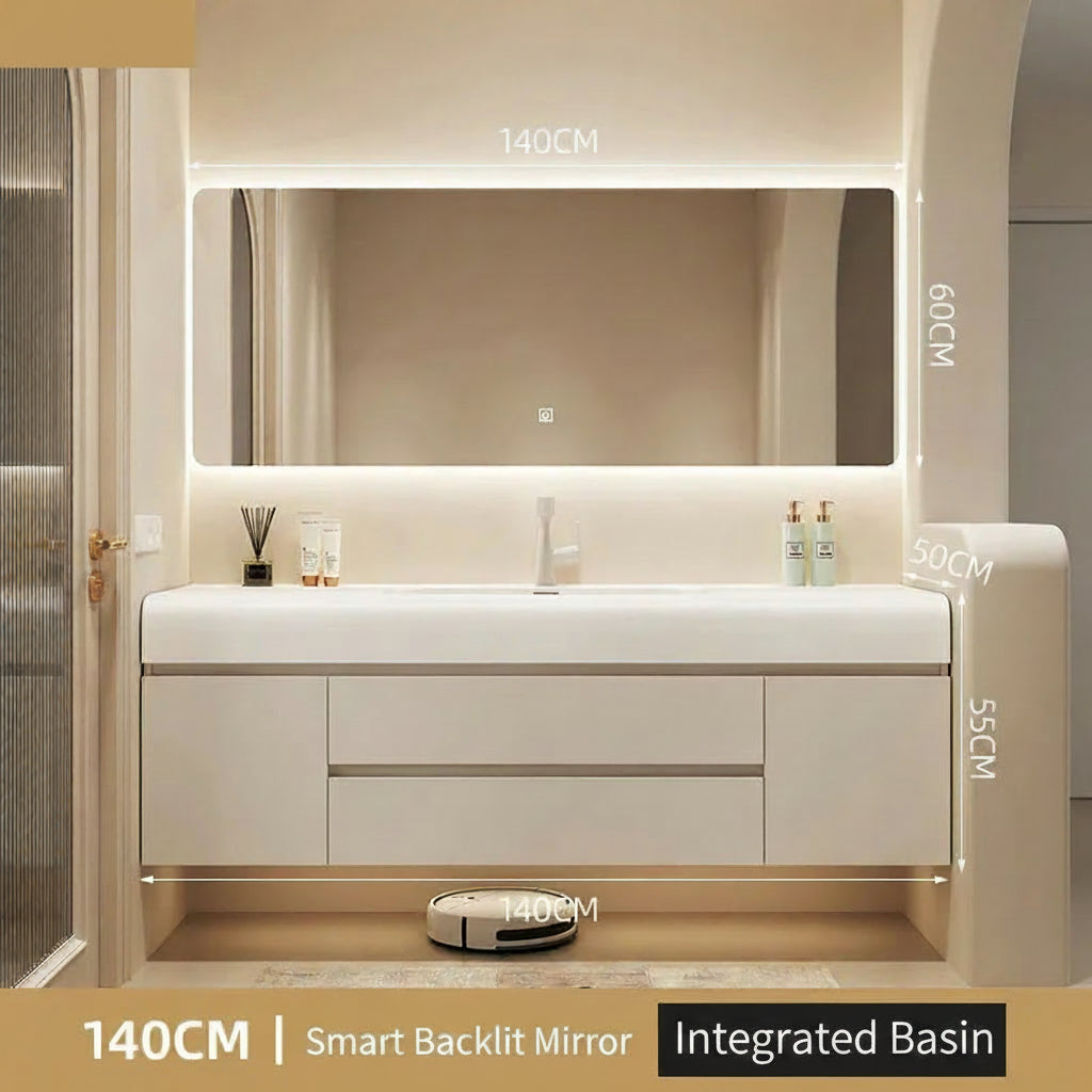 Luxury Bathroom Vanity Cabinet integrated sink and storage