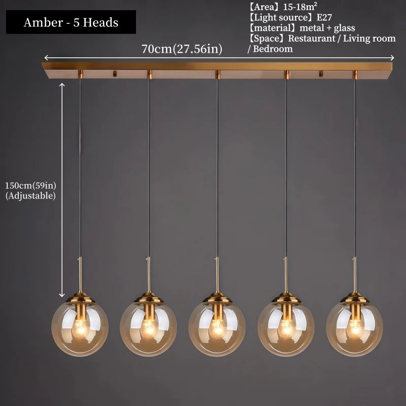 Nordic Glass Pendant Light glass and metal design
