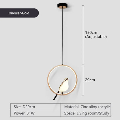 Magpie Bird Pendant Light modern bird chandelier