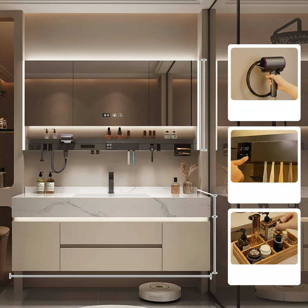 Bathroom Storage Cabinet with Mirror modern wall mounted design