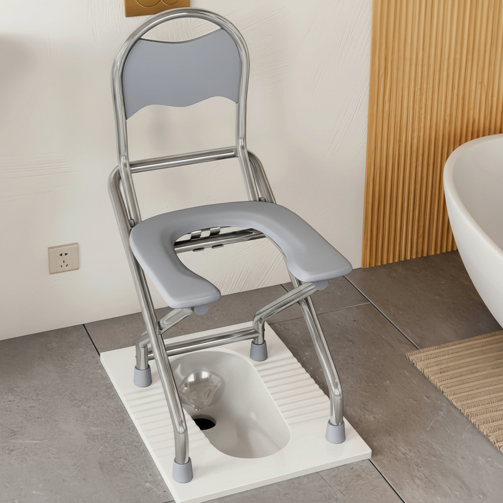 [Limited Time Special Offer] Factory Direct Sales of High-Strength Stainless Steel Commode Chairs, Suitable for the Elderly, Pregnant Women, and People with Limited Mobility in Their Legs and Feet, Rust-Resistant, Easy to Clean, and Foldable