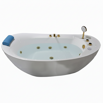 1800mm Gold Freestanding Whirlpool Bathtub | Hydromassage, Surfing &amp; Seamless Docking | RS021B