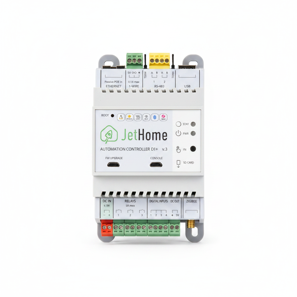 JetHome D1 Plus V3 JetHub DIN Rail Smart Home Central Control Module Zigbee WiFi 12 Channels Energy Saving
