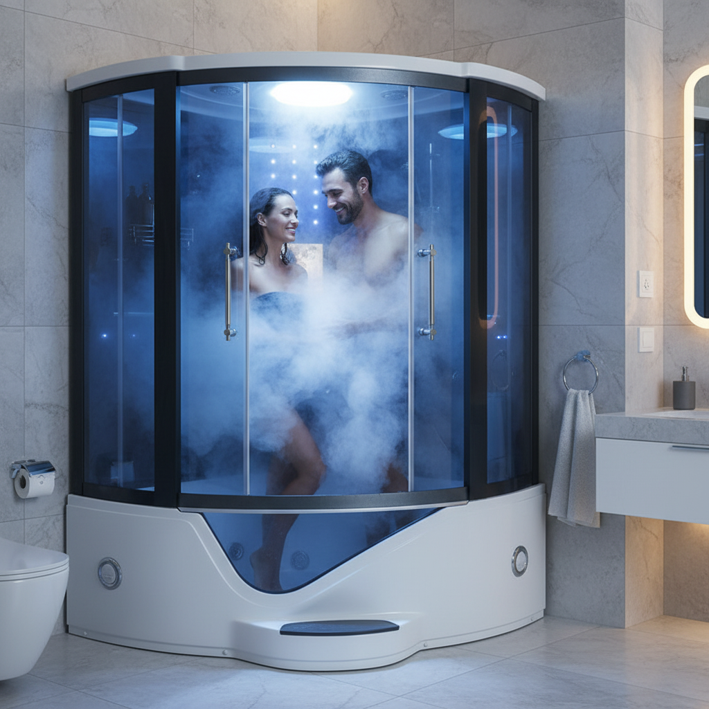 Steam Shower Enclosure 1500x1500x2150mm | TV, WiFi, Wet Sauna | Double Person | A-092