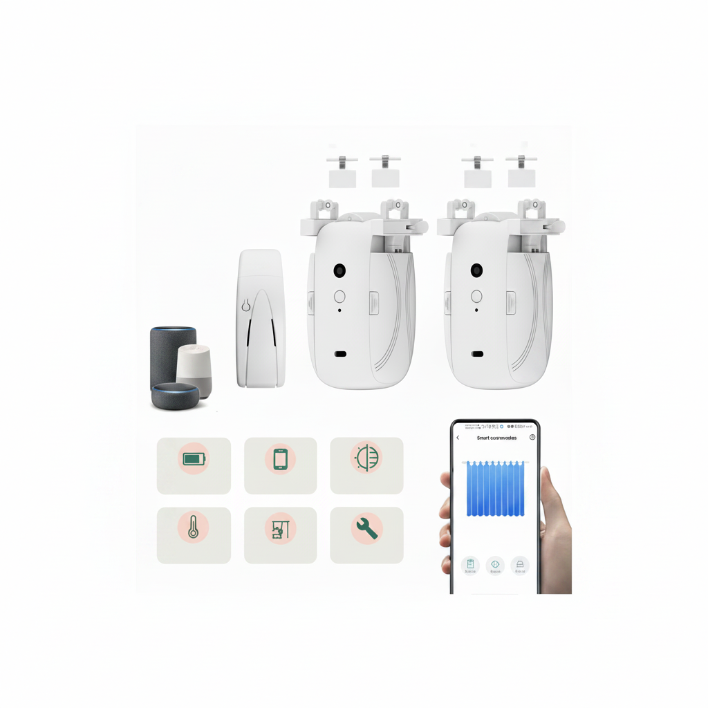 Tuya Smart Vorhangroboter WiFi APP-Fernbedienung/Sprachsteuerung (Alexa Google Siri) für TU-förmige Schiene, Pull-to-Start, 8KG Last