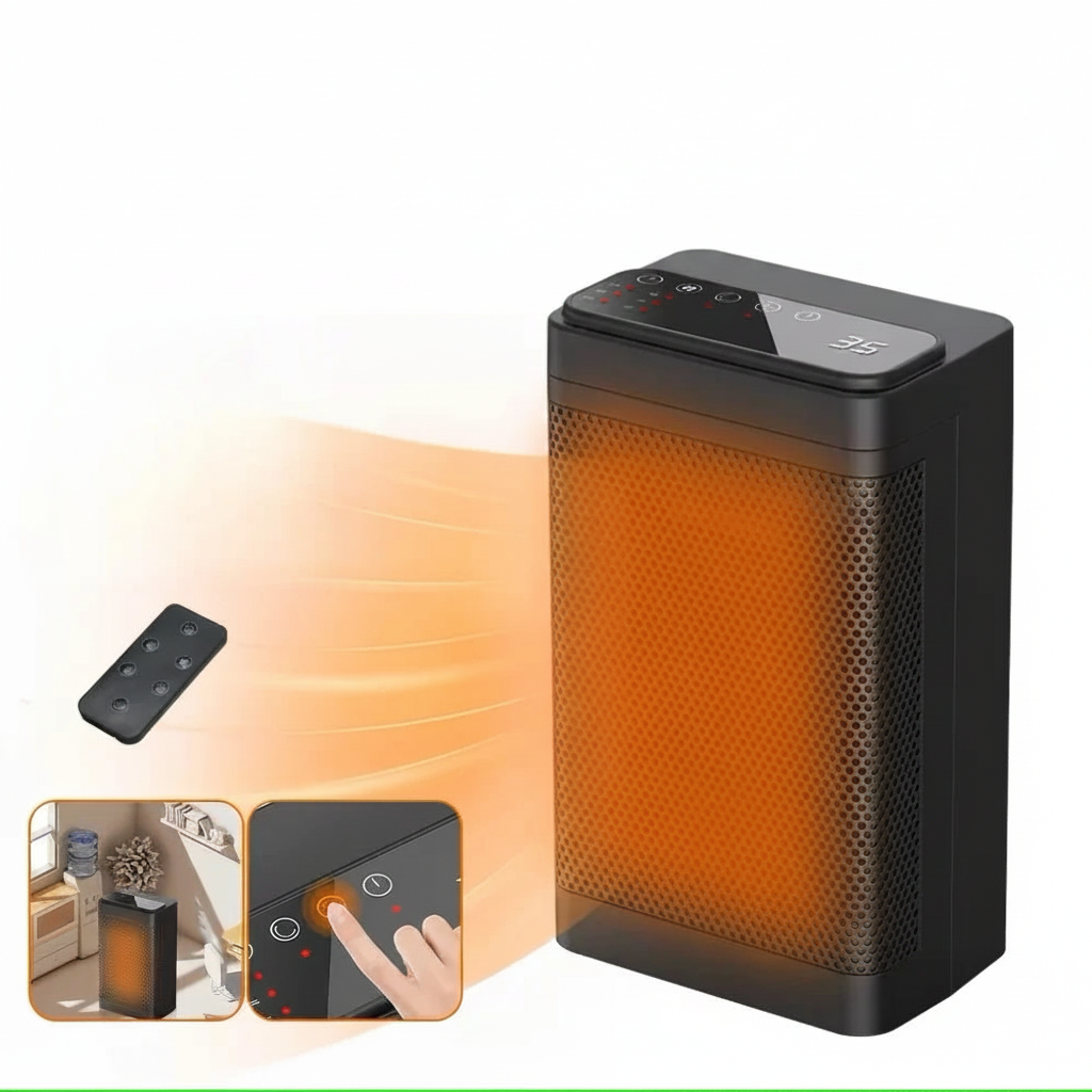 Origin Portable Electric PTC Fan Heater With Remote Control 1200-2000W Constant Temperature For 20-30 Sqm