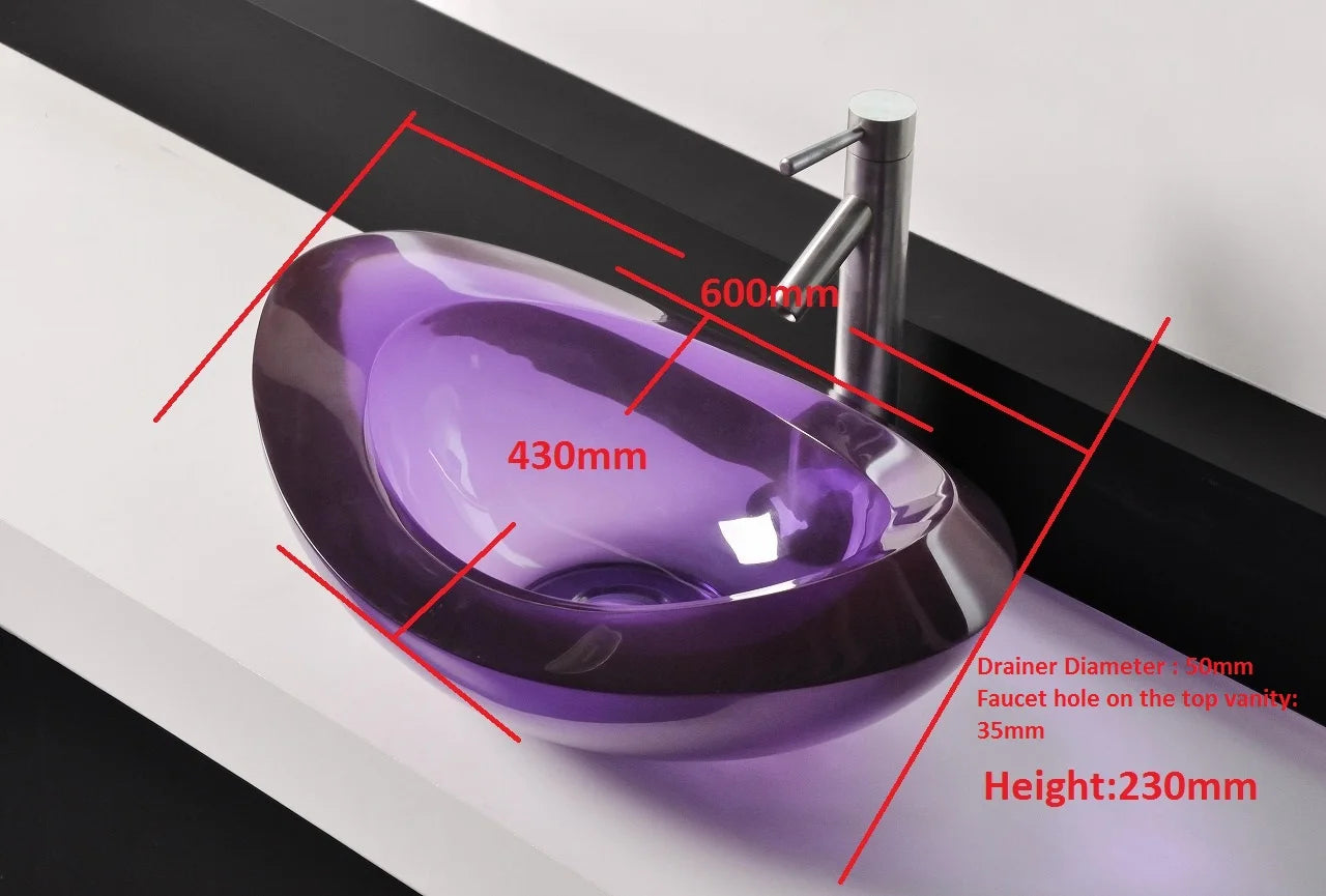 Oval Resin Vessel Sink for modern bathroom