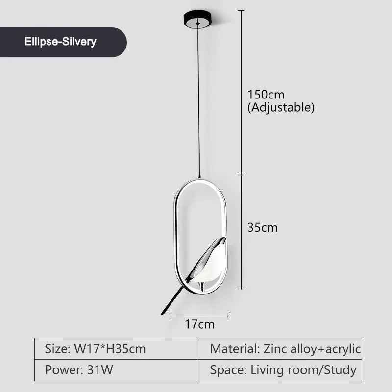 Magpie Bird Pendant Light LED ceiling fixture