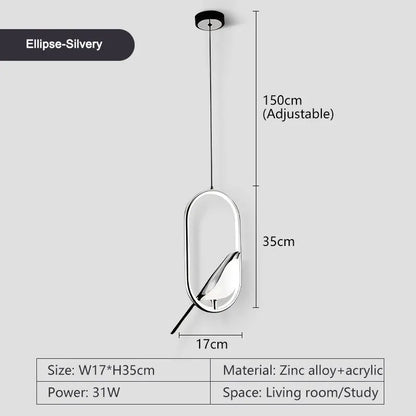 Magpie Bird Pendant Light LED ceiling fixture