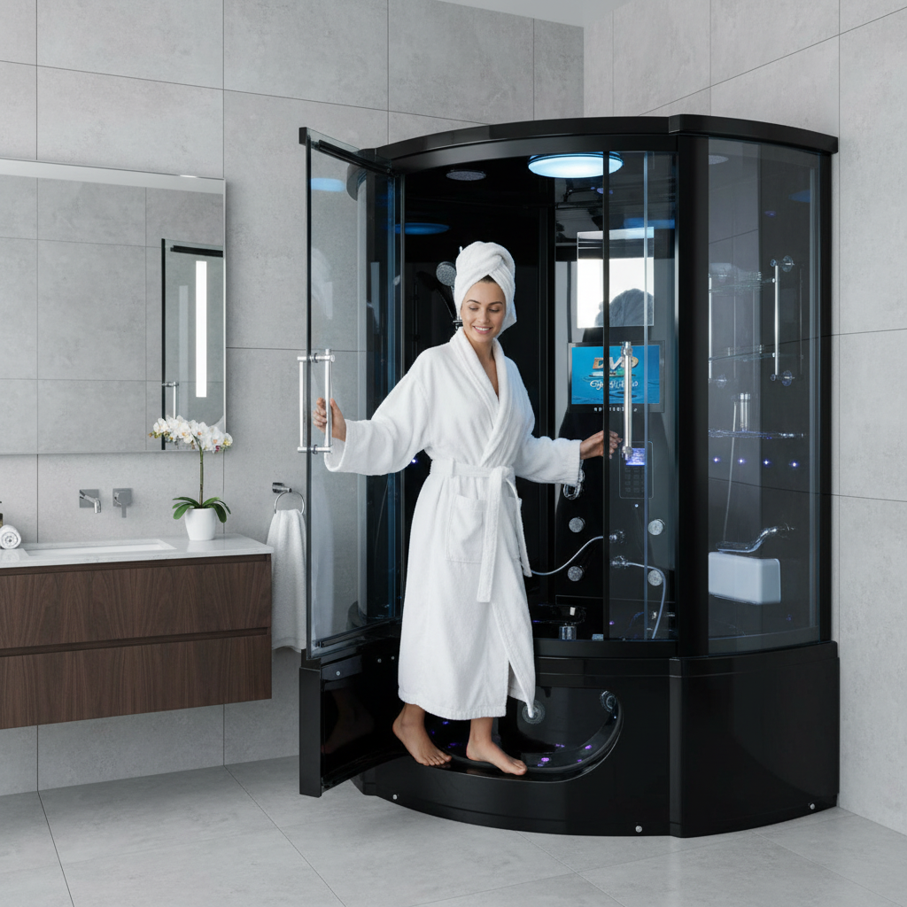 Steam Shower Enclosure 1500x1500x2150mm | TV, WiFi & Wet Sauna | Double Person | A-072
