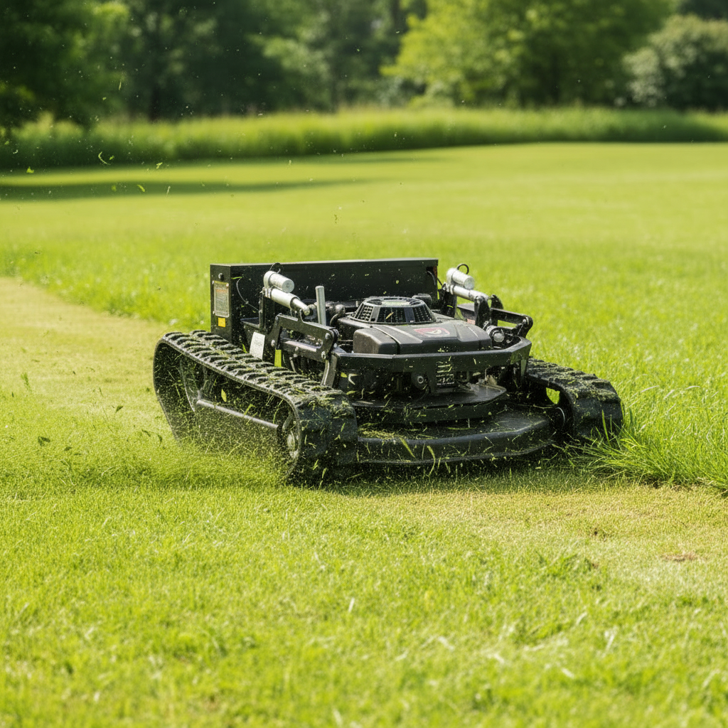Personalisierter, kundenspezifischer CE-EPA-All-Terrain-Rasenmähroboter mit Gummiketten und Multifunktionsfernbedienung
