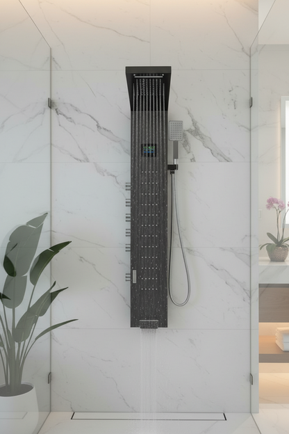 Stainless Steel LED Rain Shower Panel With Body Jets