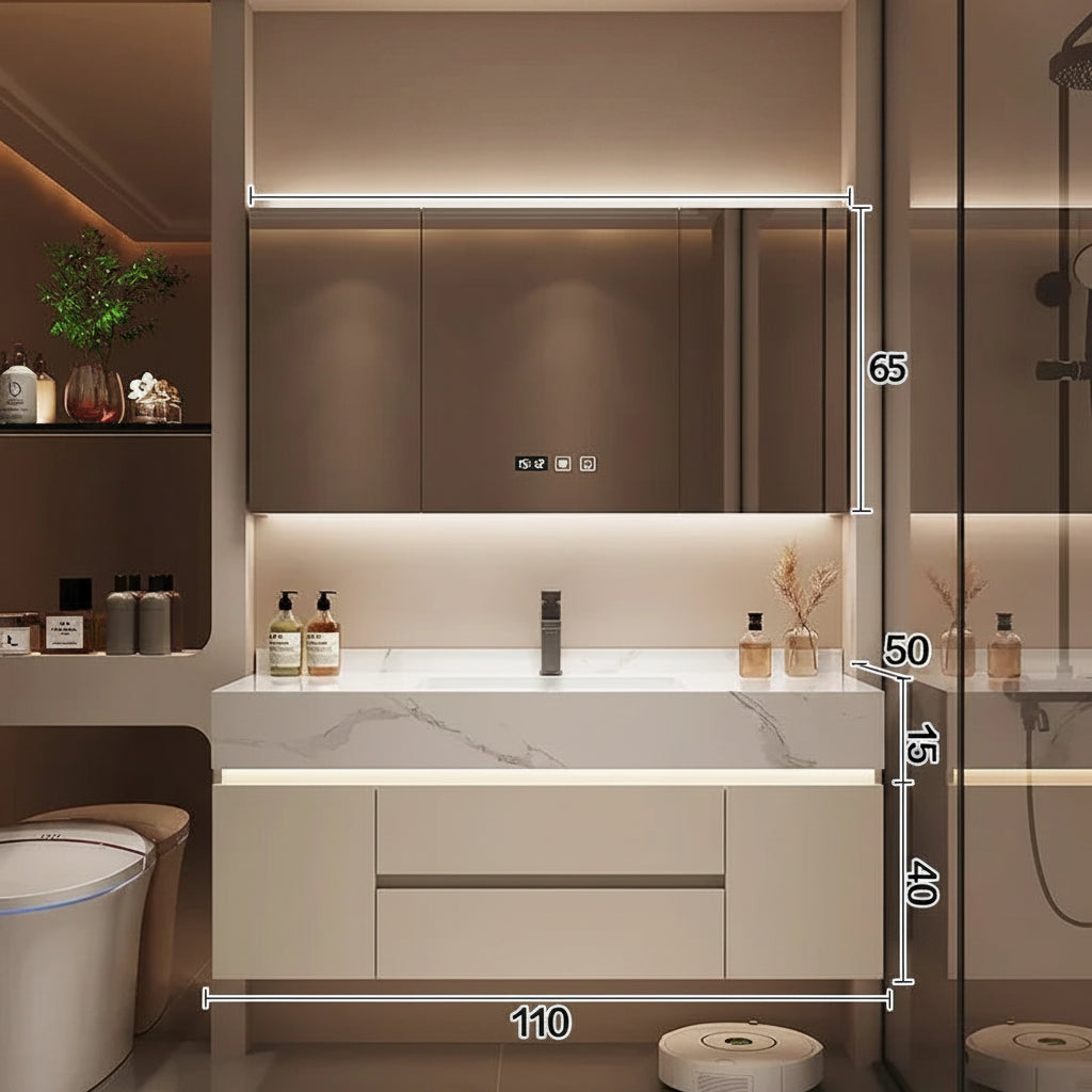 Bathroom Storage Cabinet with Mirror above bathroom sink