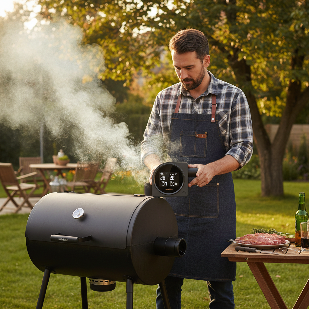 INKBIRD ISC-028BW Kabelloser Grill-Temperaturregler mit 5 Sonden, automatischem Räucherlüfter, Hoch- und Tieftemperaturalarmen