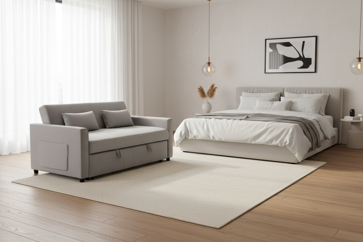 In 1 Velvet Convertible Sleeper Sofa Bed Pull Out Loveseat Couch for Bedroom Living Room 55.51 Inch