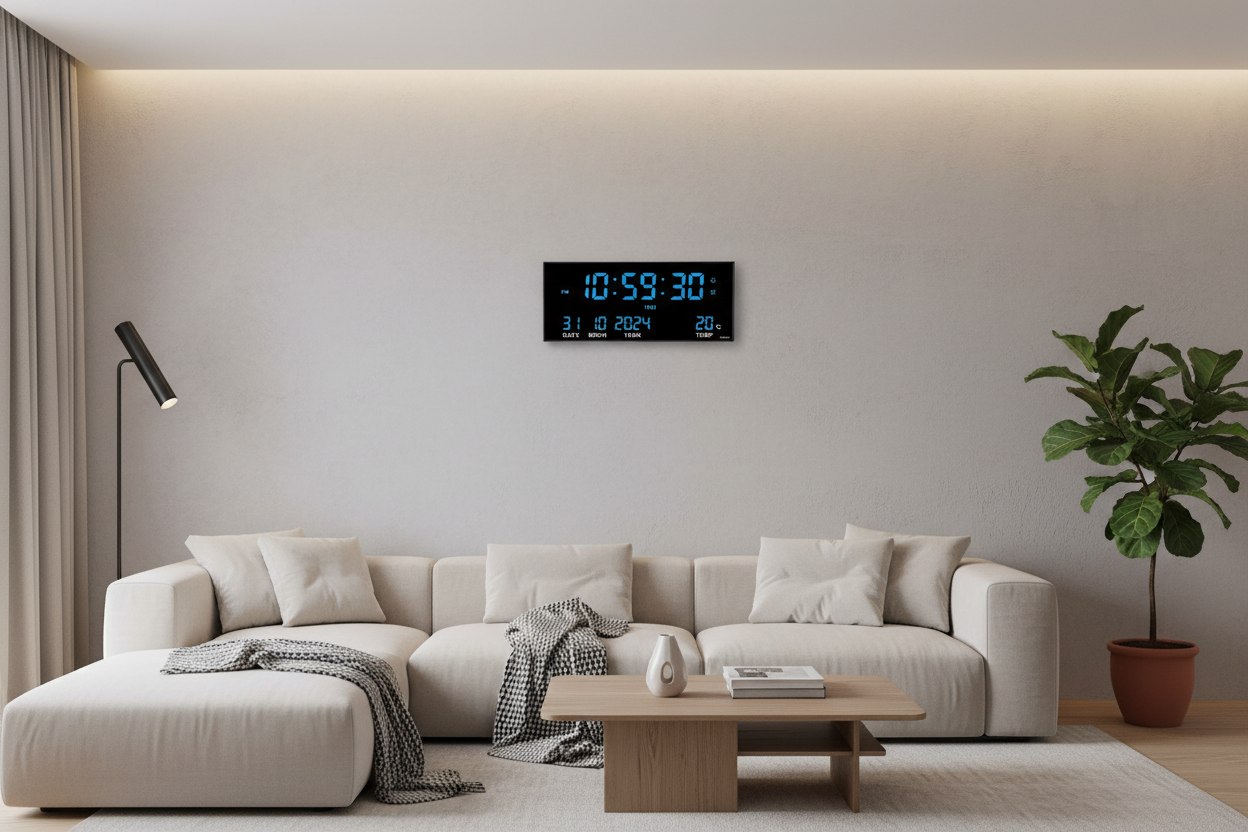 Digital Large Wall Clock Alarm Temperature Date Calendar Display 8 Sets of Alarm Clocks 14'' Electronic LED Clock Plug in Use