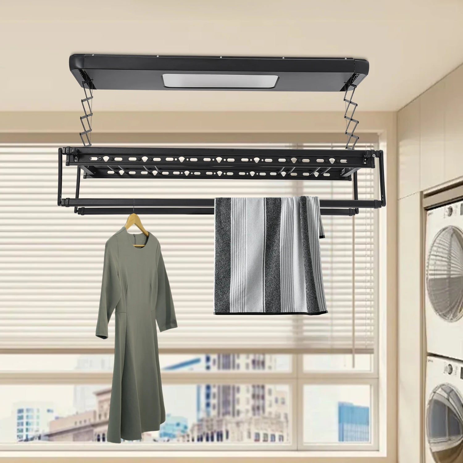 Retractable Ceiling Clothes Drying Rack space saving laundry system