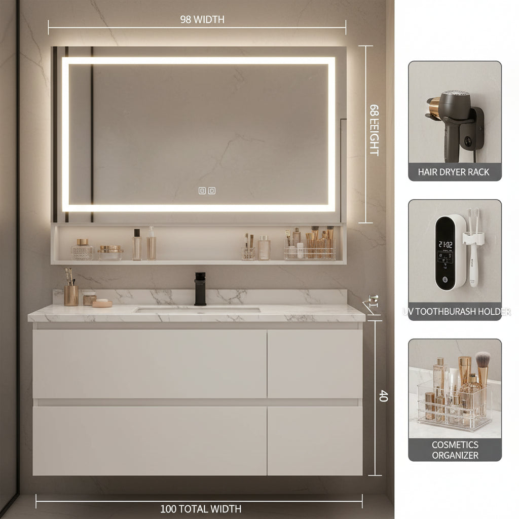 Bathroom Storage Cabinet with Mirror wall mounted bathroom shelf