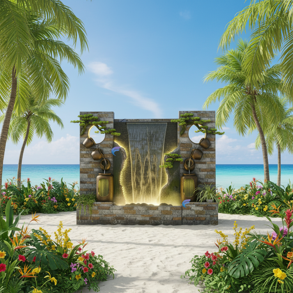 Durable Rockery Modern Style Garden Fountain Indoor Water Feature with LED Lights for Sale