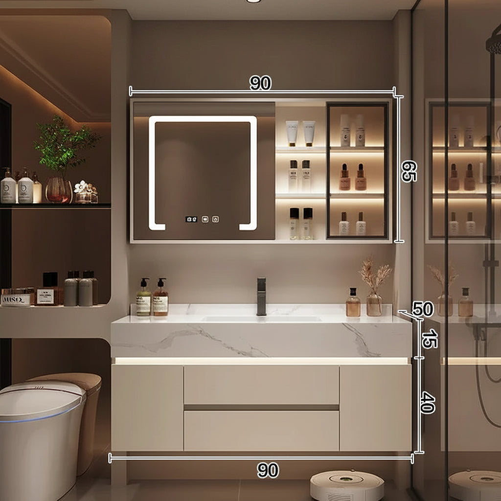 Bathroom Storage Cabinet with Mirror wall mounted bathroom shelf