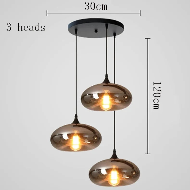 LED Glass Ball Pendant Light suspended glass fixture